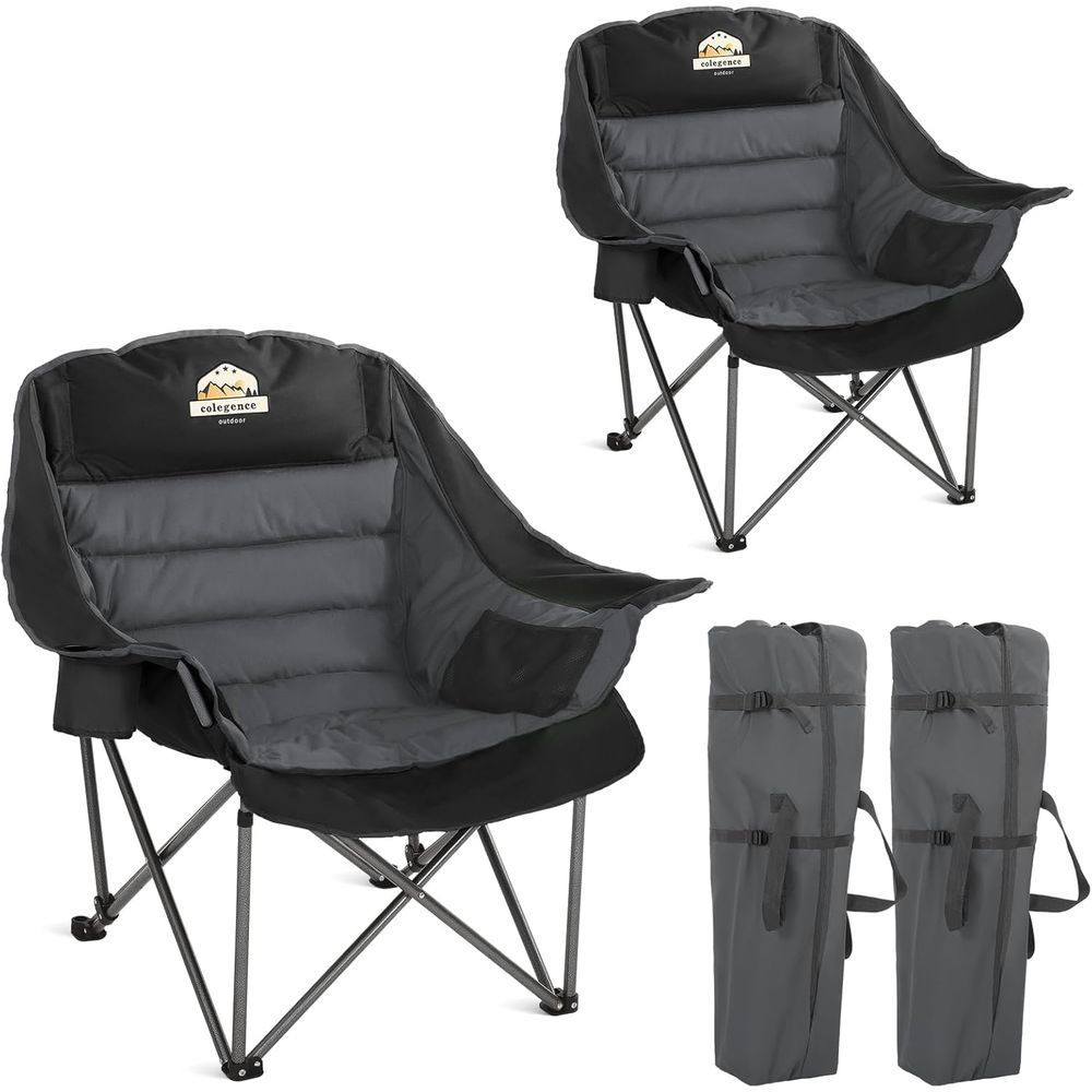 Outdoor Furniture Xl - Zestaw 2 dużych krzeseł kempingowych, wyściełane