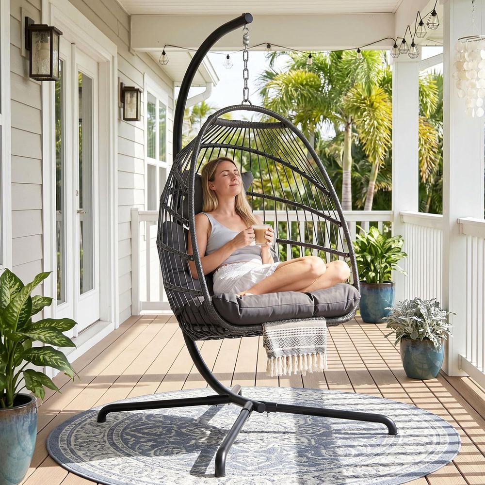 Hanging Egg Chair - Wytrzymałe zewnętrzne wiszące krzesło-jeżdżka w kształcie