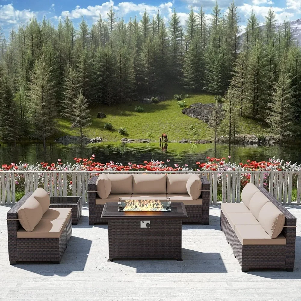 Outdoor Furniture Fire Pit Set - Zestaw mebli ogrodowych z stolikiem z