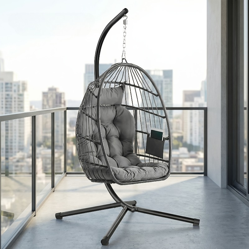Hanging Egg Chair - Wiszące krzesło jajko ze stojakiem –