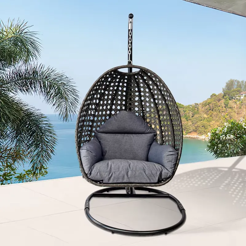 Hanging Egg Chair - Fotel wiszący w kształcie jajka, czarny,