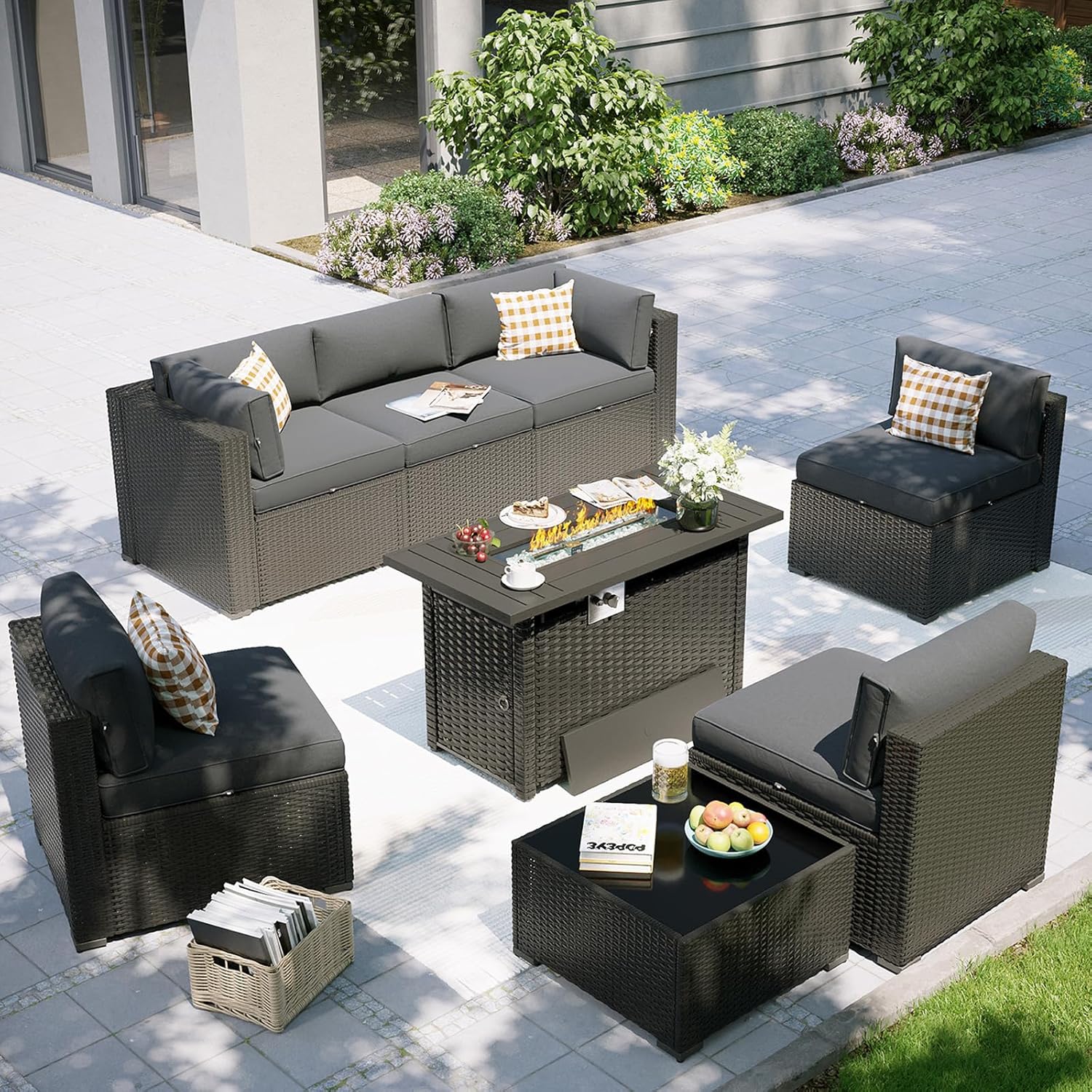 Outdoor Furniture Fire Pit Set - Zestaw mebli ogrodowych z stołem z