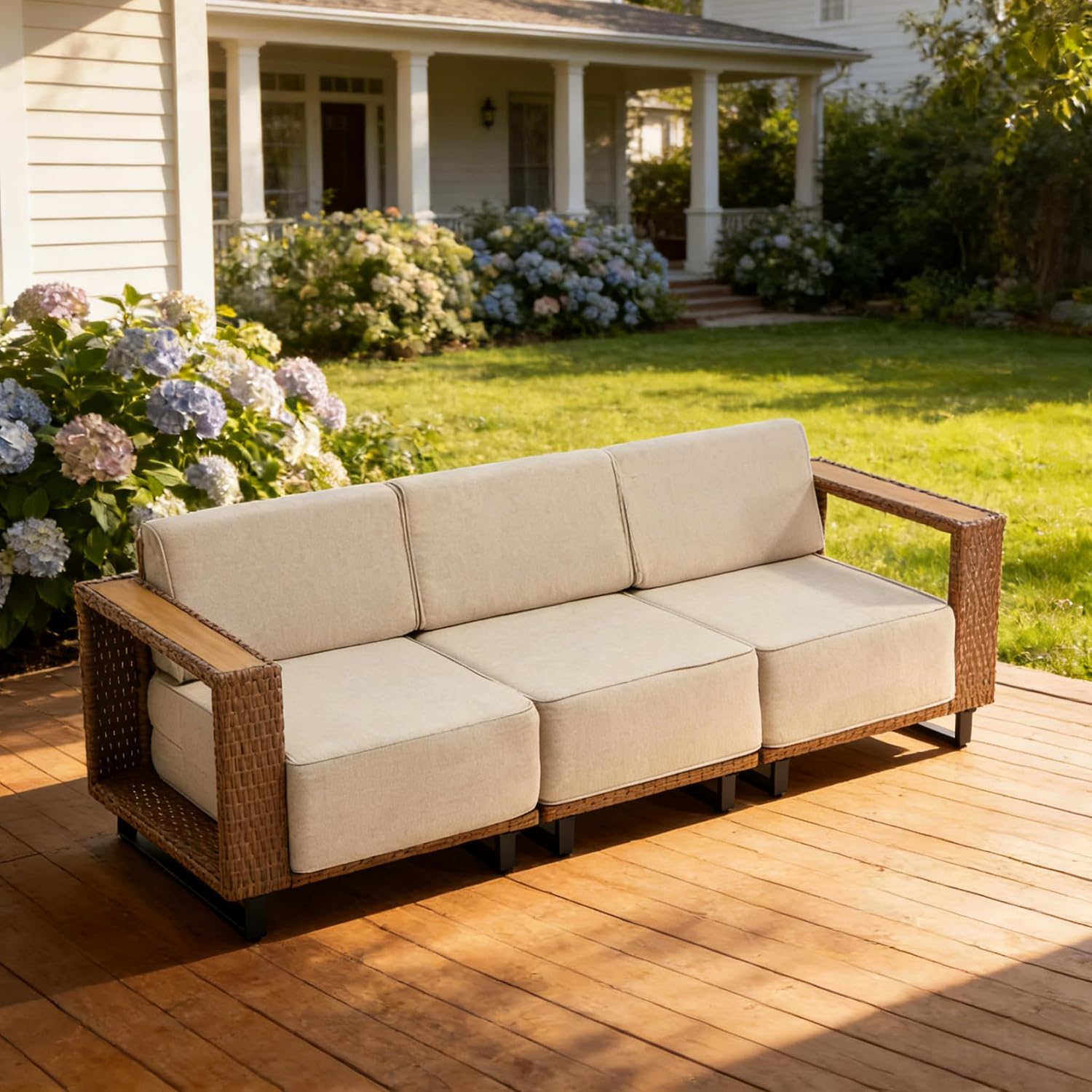 Outdoor Furniture Rattan - 3-częściowy zestaw mebli ogrodowych z rattanu