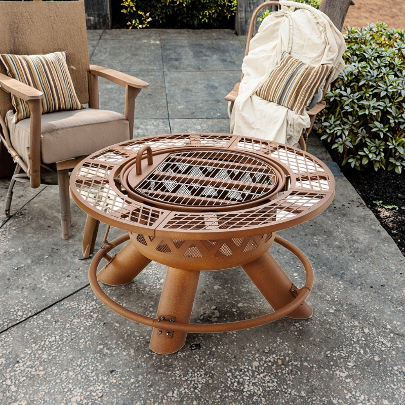 Outdoor Furniture Fire Pit Set - Nowoczesny, przenośny grill i palenisko na
