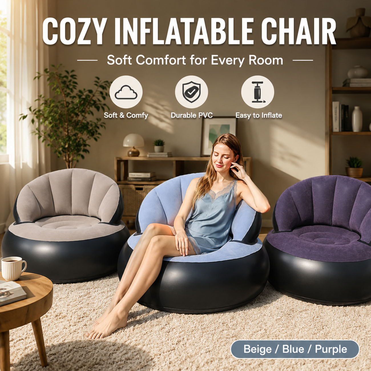 Outdoor Furniture Sales - Nadmuchiwane krzesło dla dorosłych, wygodny fotel