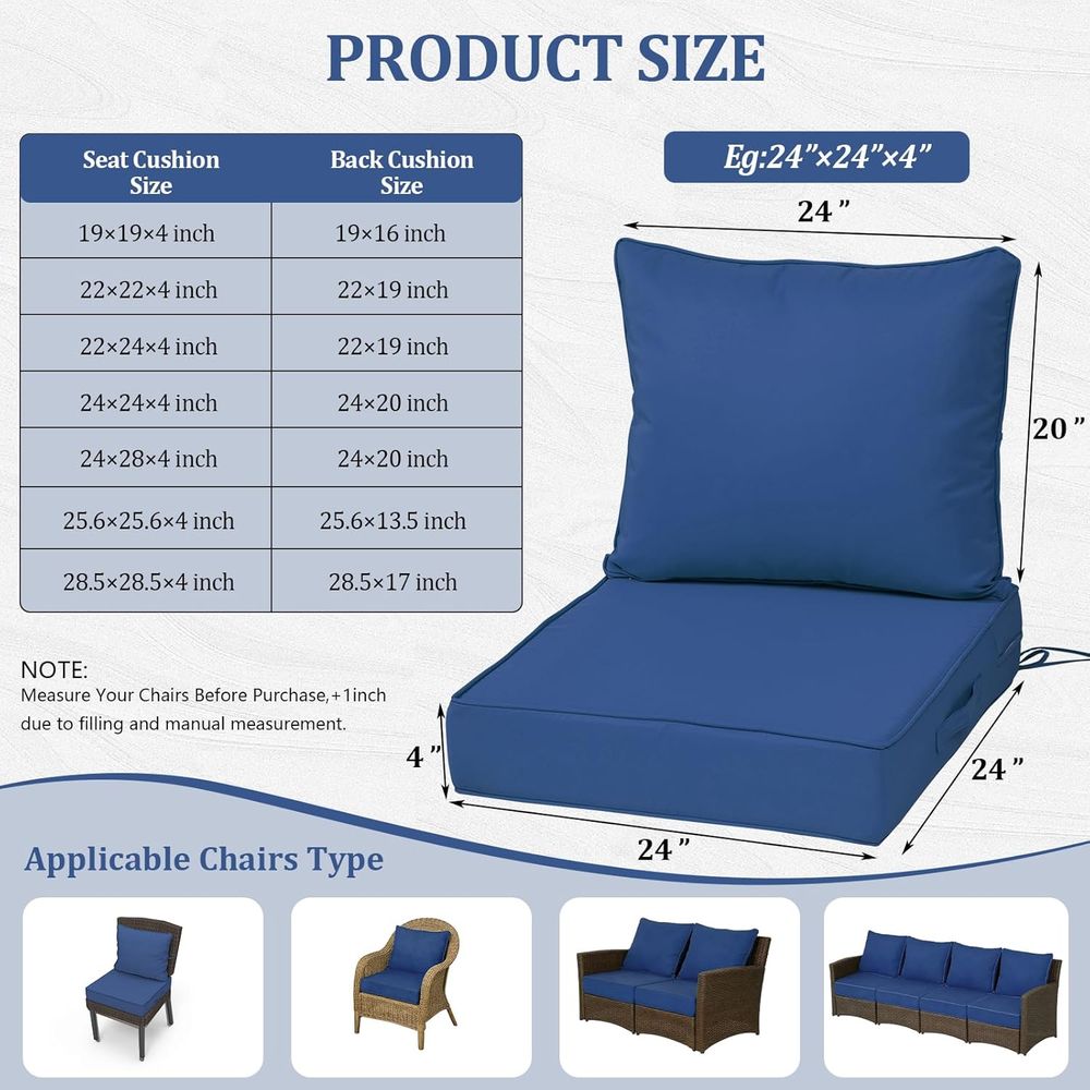 Zestaw 4 poduszek na głębokie  – Outdoor Furniture Cushions recenzja i cena