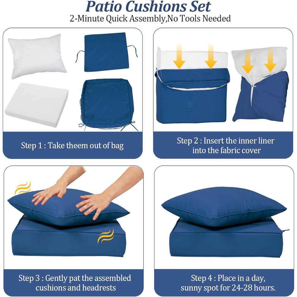 Zestaw 4 poduszek na głębokie  – Outdoor Furniture Cushions recenzja i cena