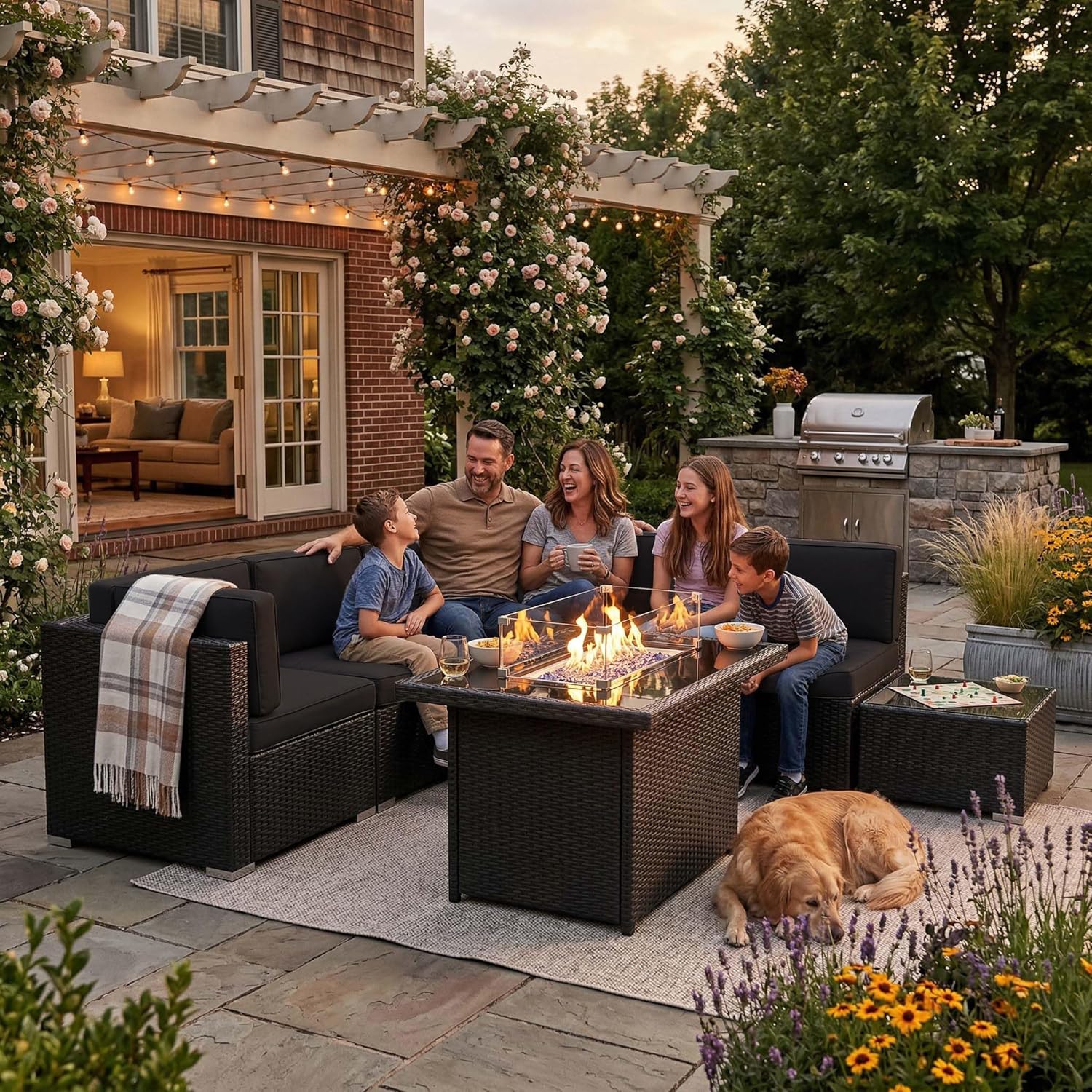 8-częściowy zestaw mebli ogrod – Outdoor Furniture Fire Pit Set recenzja i cena