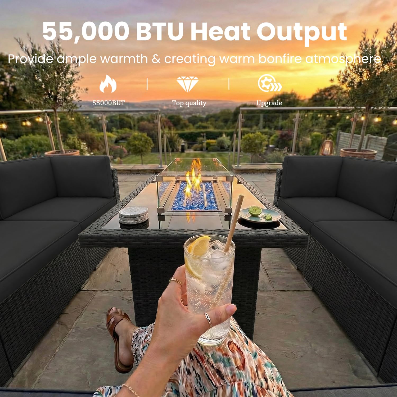 8-częściowy zestaw mebli ogrod – Outdoor Furniture Fire Pit Set recenzja i cena