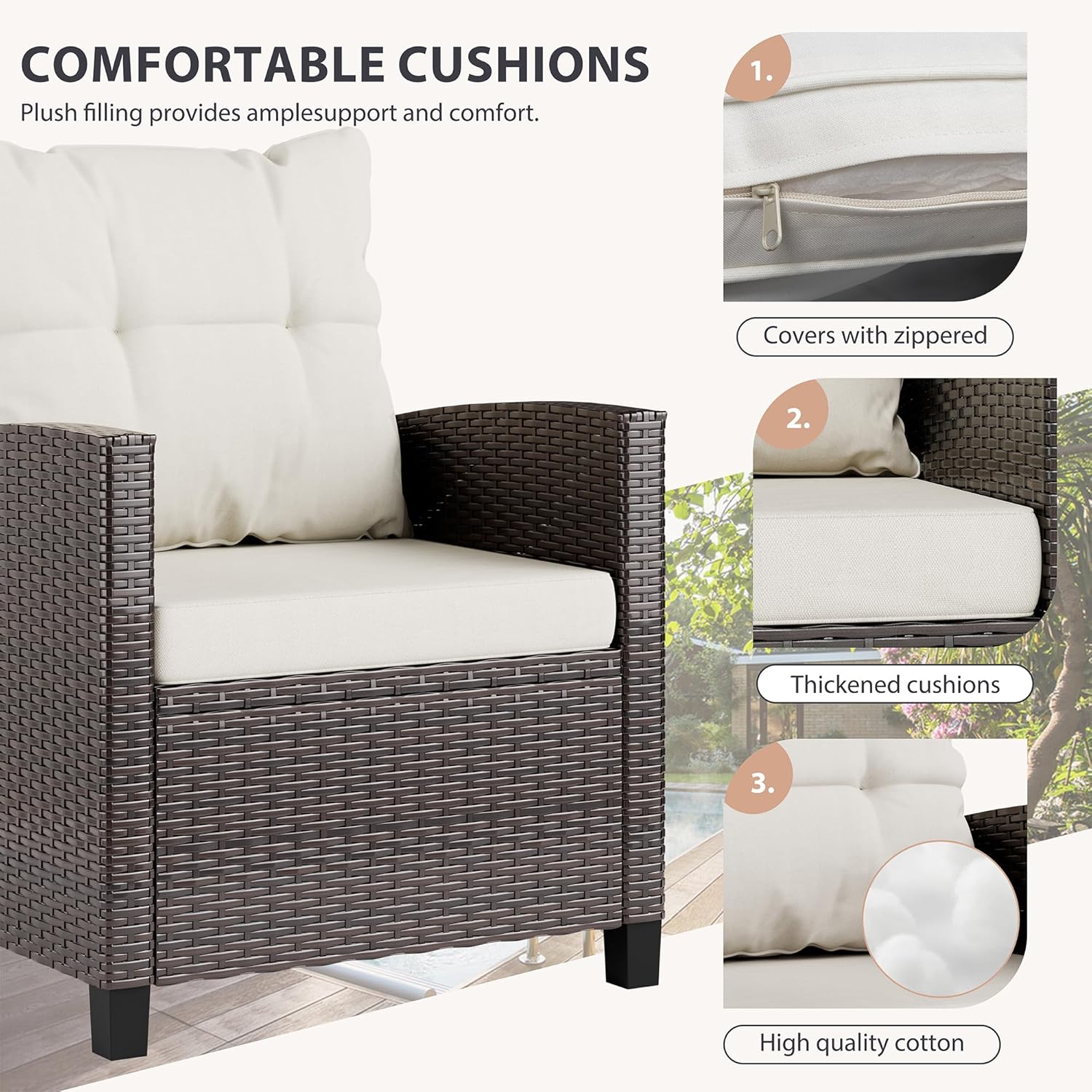 Beżowy, kompaktowy, 3-częściow – Outdoor Furniture Cushions recenzja i cena