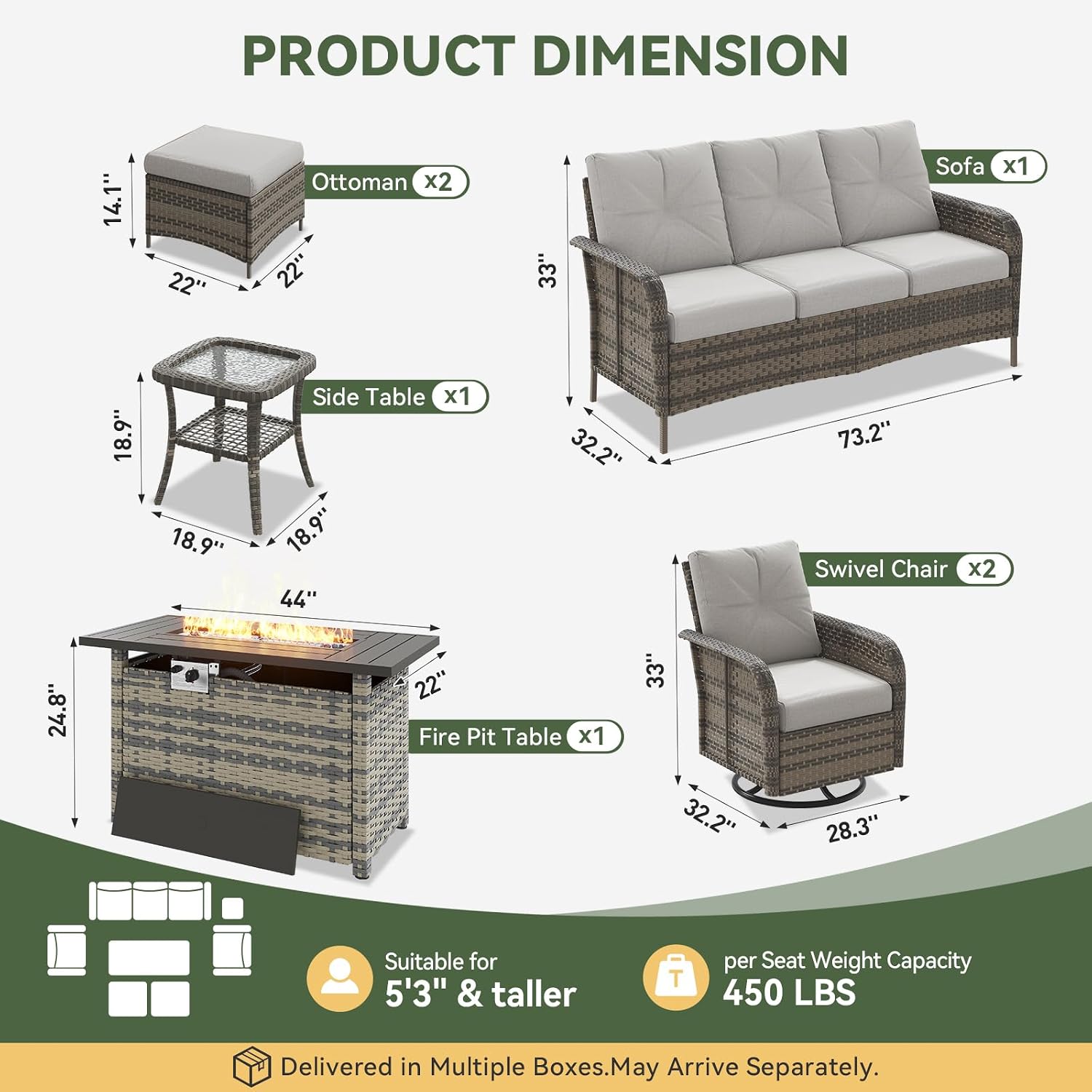7-częściowy wiklinowy zestaw m – Outdoor Furniture Fire Pit Set recenzja i cena
