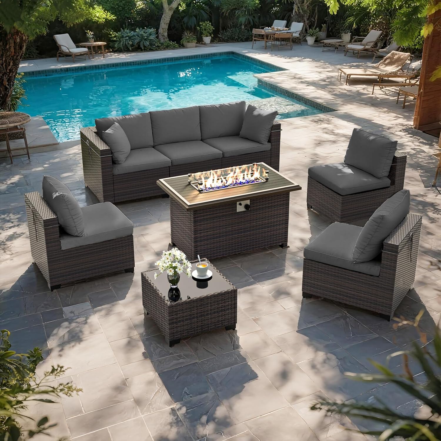 Zestaw mebli ogrodowych z stoł – Outdoor Furniture Fire Pit Set recenzja i cena