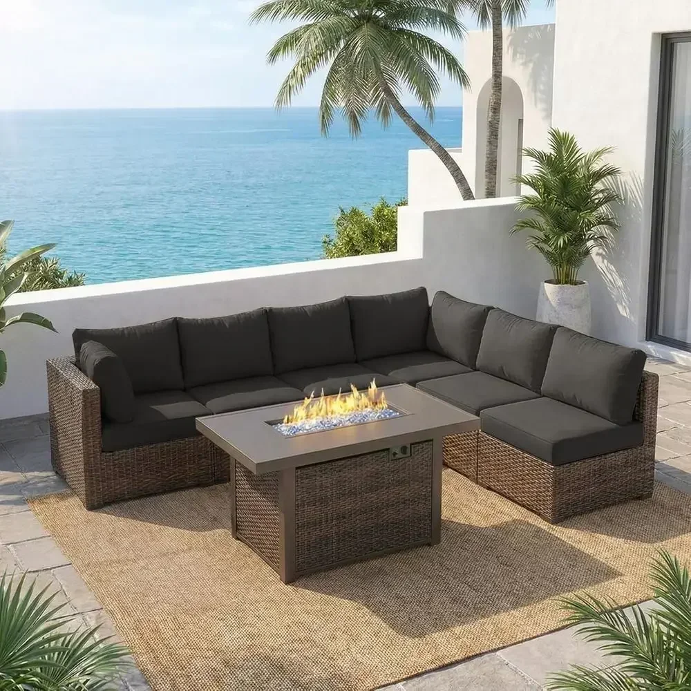 7-częściowy zestaw mebli ogrod – Outdoor Furniture Fire Pit Set recenzja i cena