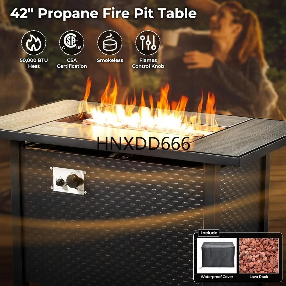 8-częściowy zestaw mebli ogrod – Outdoor Furniture Fire Pit Set recenzja i cena