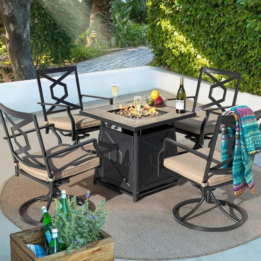 5-częściowy zestaw mebli ogrod – Outdoor Furniture Fire Pit Set recenzja i cena